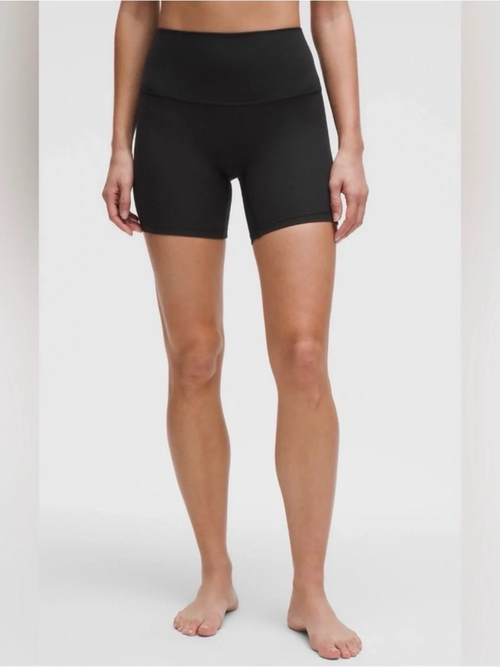 Lululemon Align Ribbed High Rise Short 6 Inch Black Size 6 Nulu Four Way Stretch